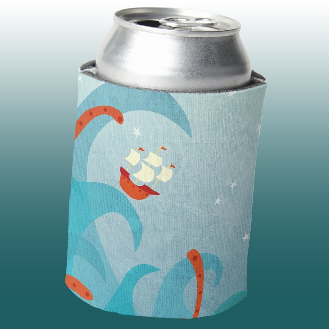 Sea Monster Sailing Can Cooler (Sailing boat sea monster adventure can cooler)