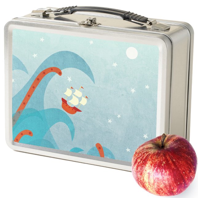 Sea Monster Sailing Metal Lunch Box (Sailing boat sea monster fun lunchbox)