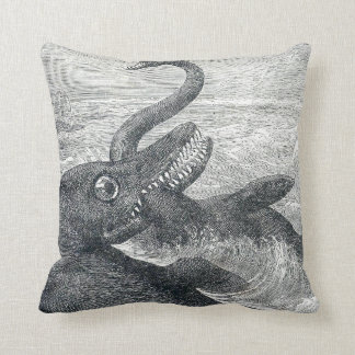 Sea Monster Vs. Sea Serpent Throw Pillow