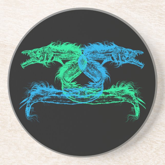 Sea Monsters Chose Your Background Colour Coaster (Front)
