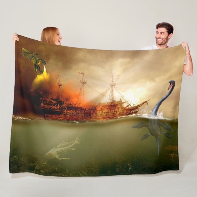 SEA MONSTERS FLEECE BLANKET (In Situ)