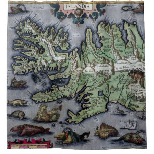 Sea Monsters of Iceland 1585 Map