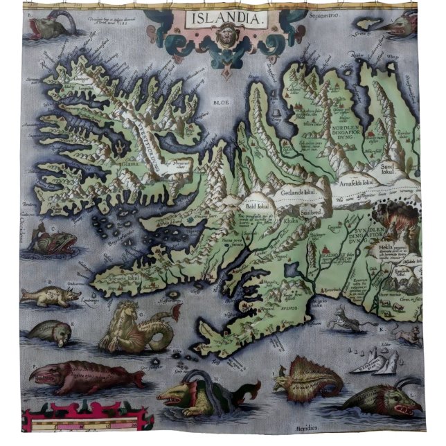 Sea Monsters of Iceland 1585 Map (Front)