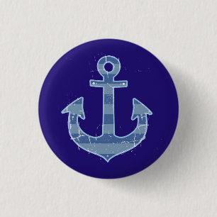 sea nautical navy anchor 1 inch round button