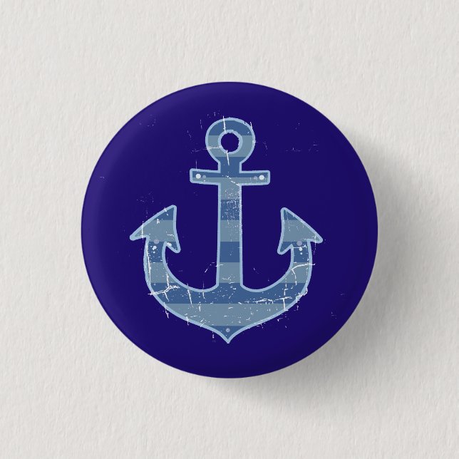 sea nautical navy anchor 1 inch round button (Front)