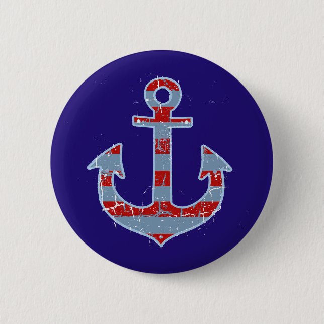 sea nautical sailor anchor 2 inch round button (Front)