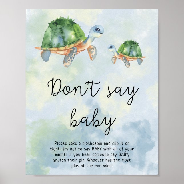 Sea nautical turtles - Don't say baby Poster (Front)