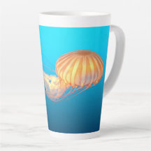 Sea nettle floating in blue water
