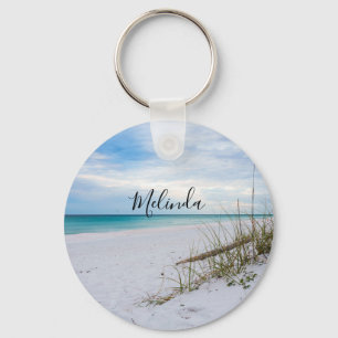 Sea Oats And White Sand Beach Morning Key Chain
