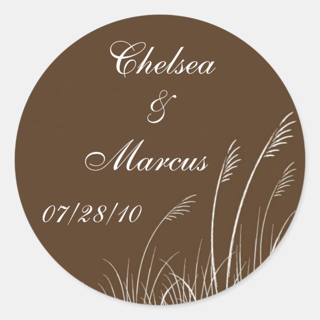 Sea Oats Beach Wedding Classic Round Sticker (Front)