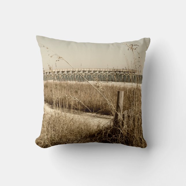 Sea Oats on the Dunes at Myrtle Beach Throw Pillow (Front)