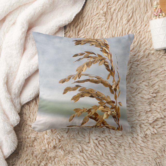 Sea Oats, Sea Breeze Throw Pillow (Blanket)