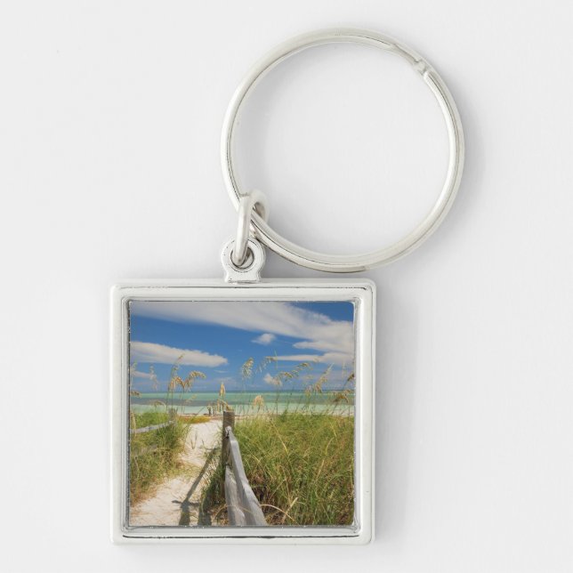 Sea oats Uniola paniculata) growing by beach, Keychain (Front)