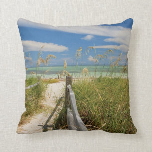 Sea oats Uniola paniculata) growing by beach Throw Pillow