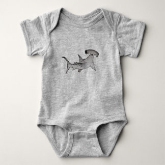 Sea Ocean Baby hammerhead shark Gray Bodysuit