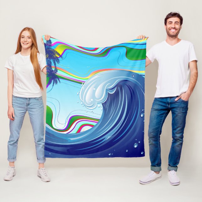 Sea Ocean big Wave Water  Fleece Blanket (In Situ)