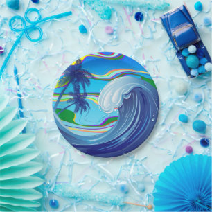 Sea Ocean big Wave Water Paper Plate