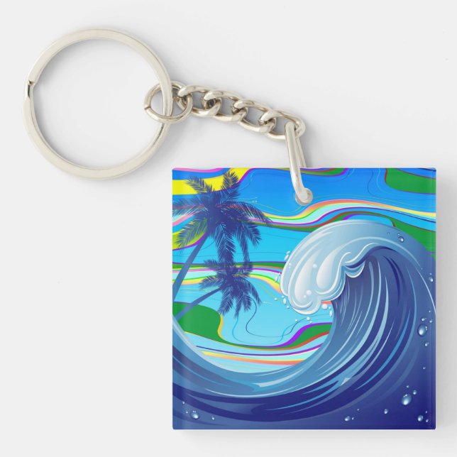 Sea Ocean Big Wave Water porte - clé double face (Devant)