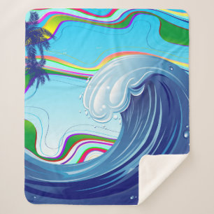 Sea Ocean big Wave Water  Sherpa Blanket