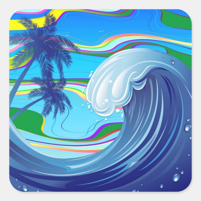 Sea Ocean big Wave Water  Square Sticker (Front)