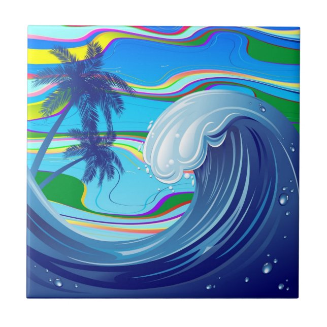 Sea Ocean big Wave Water  Tile (Front)