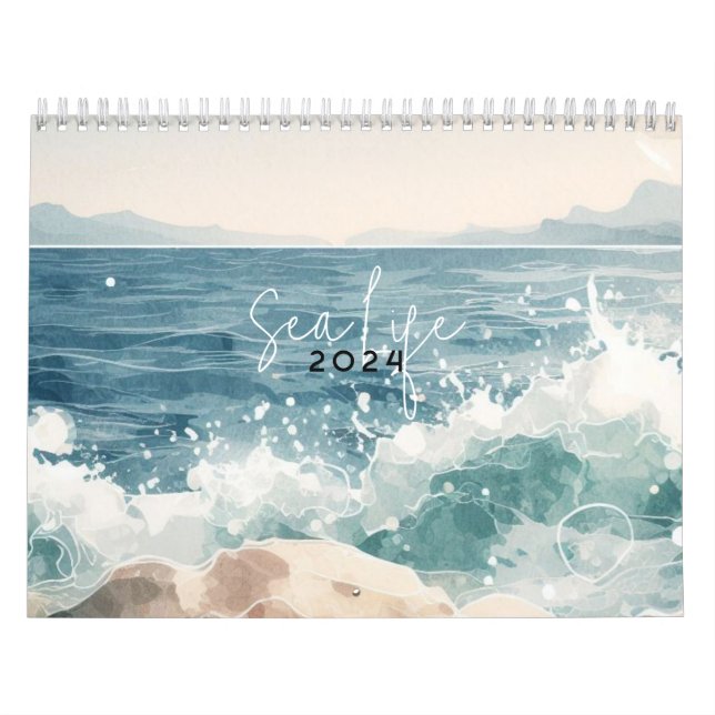 Sea ocean blue watercolor calendar (Cover)