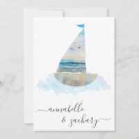 *~* Sea Ocean BOAT RSVP + QR Beach AR7 Wedding