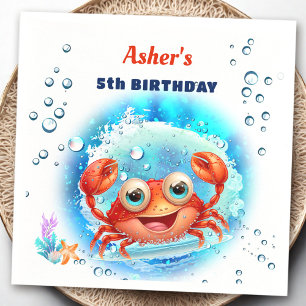 Sea Ocean Crab Birthday Pool Party Boy Custom Age Napkin
