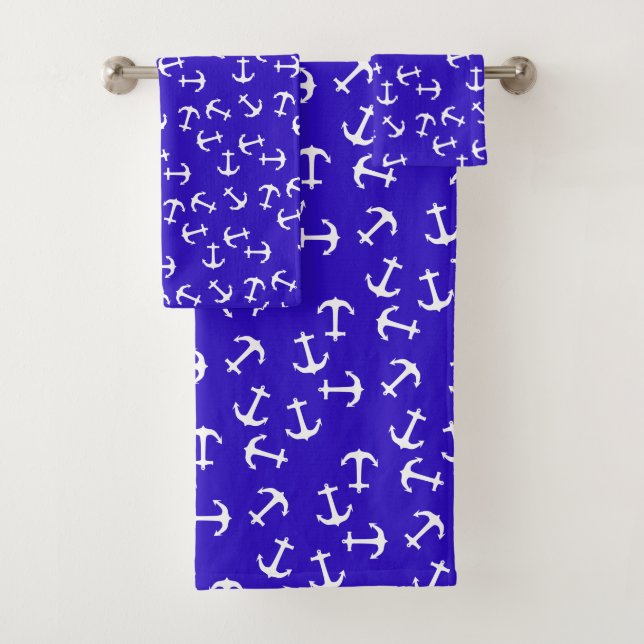 Sea Ocean Nautical Theme Anchor Captain Bath Towel Set (Insitu)