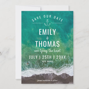 Sea Ocean Shore Beach Nautical Anchor Monogram Save The Date
