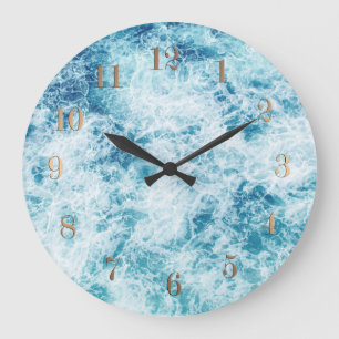 Sea ocean water splashes landscape large clock