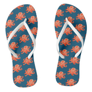 sea octopus pattern flip flops