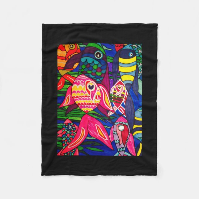 sea of fish fleece blanket (Front)