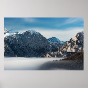 Sea of fog and snowy mountains poster