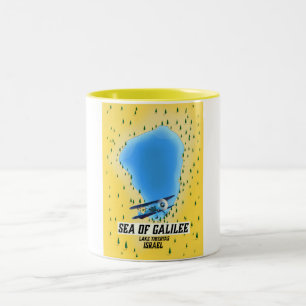 Sea of Galilee Israel map poster Two-Tone Coffee Mug