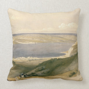 Sea of Galilee or Genezareth, looking towards Bash Throw Pillow