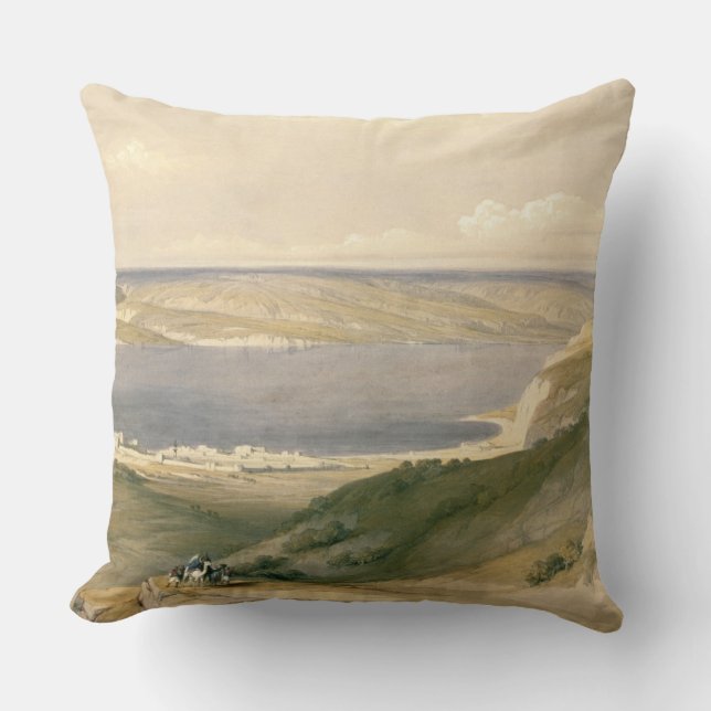 Sea of Galilee or Genezareth, looking towards Bash Throw Pillow (Front)