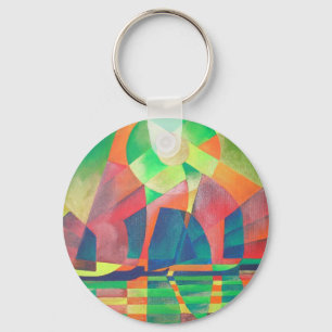 Sea of Green With Cubist Abstract Junks Keychain