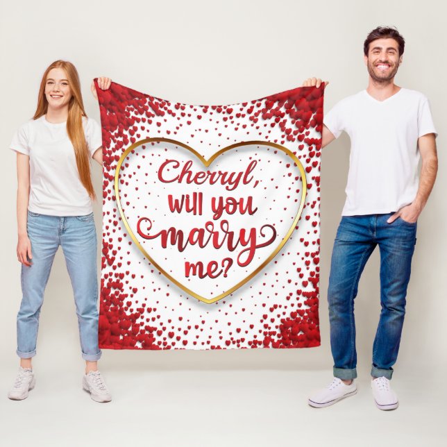  Sea of Hearts Marriage Proposal Will you Marry Me Fleece Blanket (In Situ)