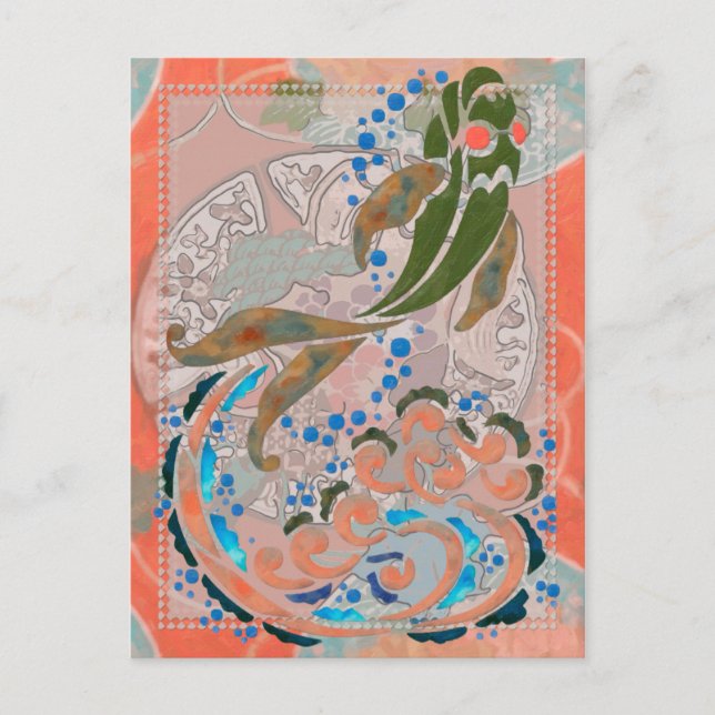 Sea of Peace Asian Folk Art Postcard (Front)