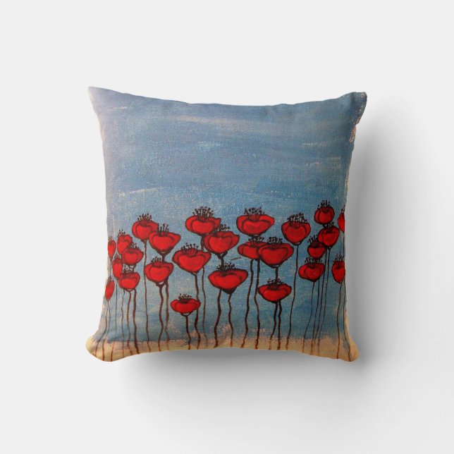 Sea of Poppies Throw Pillow (Front)
