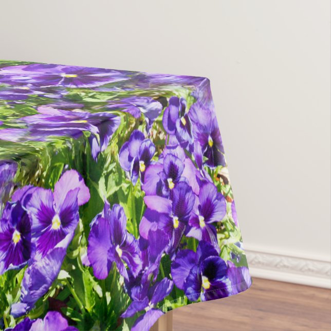 Sea of Serenity: The Beautiful Purple Pansy Field Tablecloth (In Situ)