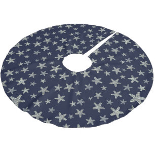 Sea Of Starfish Pattern Brushed Polyester Tree Skirt