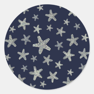 Sea Of Starfish Pattern Classic Round Sticker