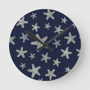 Sea Of Starfish Pattern Round Clock