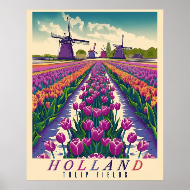 Sea of Tulips - Vintage Holland  Poster (Front)