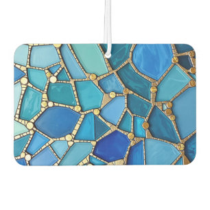 Sea of Waves Blue and Gold Mosaic Fine Art Air Freshener