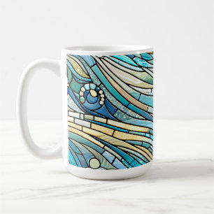Sea of Waves Teal Mosaic Fine Art Coffee Mug