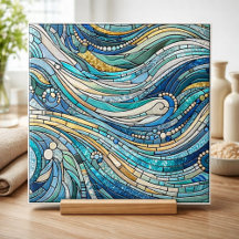 Sea of Waves Teal Mosaic Fine Art