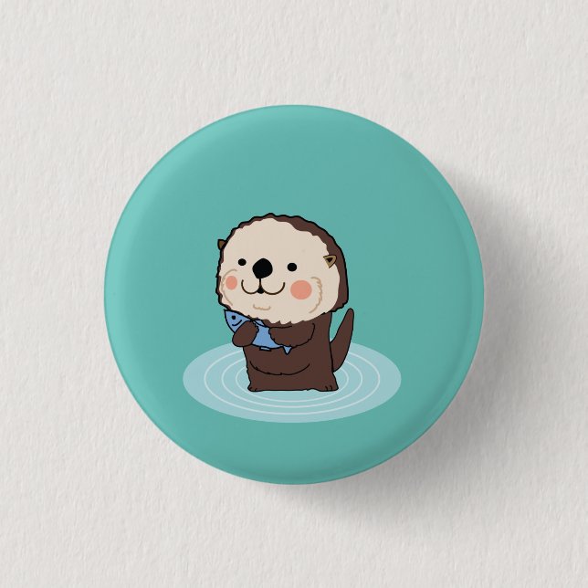 sea otter 1 inch round button (Front)